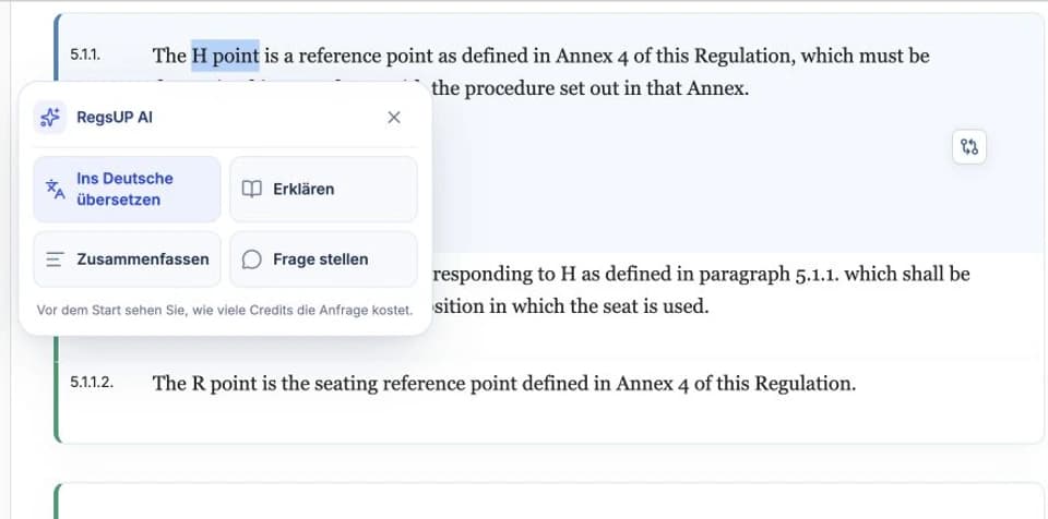 RegsUP AI-Werkzeuge für markierten Text