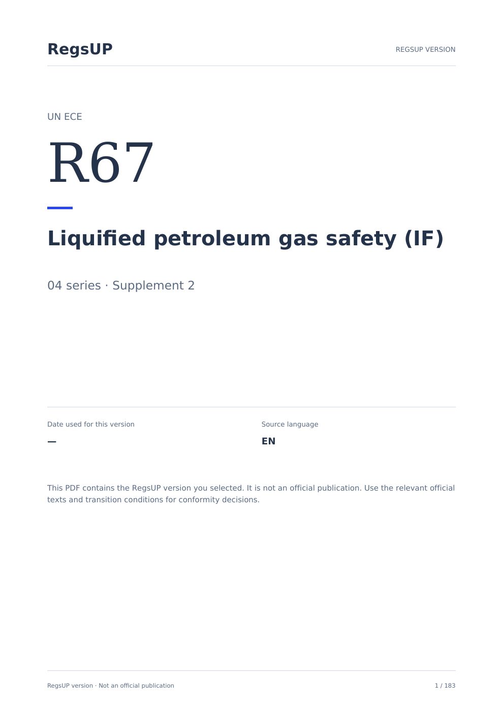 UN R67 — LPG sistemleri — RegsUP belge kapağı